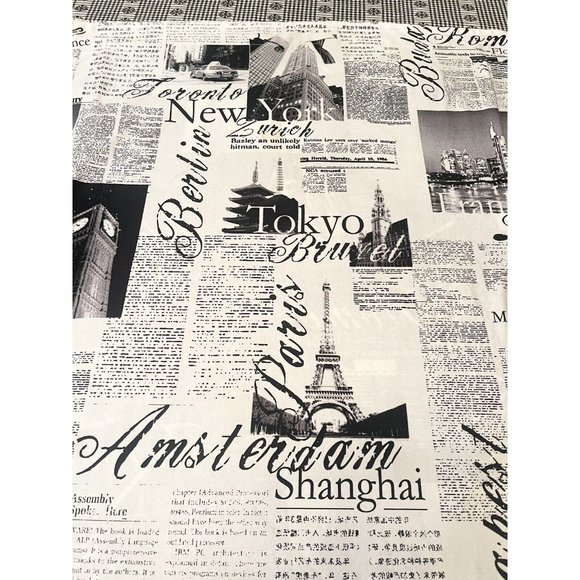 Set of 2 Alamode Home Passport Shams Black White Reversible Cotton Cities News - Picture 4 of 10